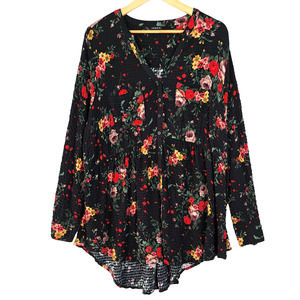 Torrid Black Floral Tunic Top